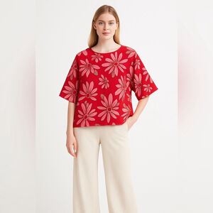 Beyond Capri Made in Italy Cotton Floral Top